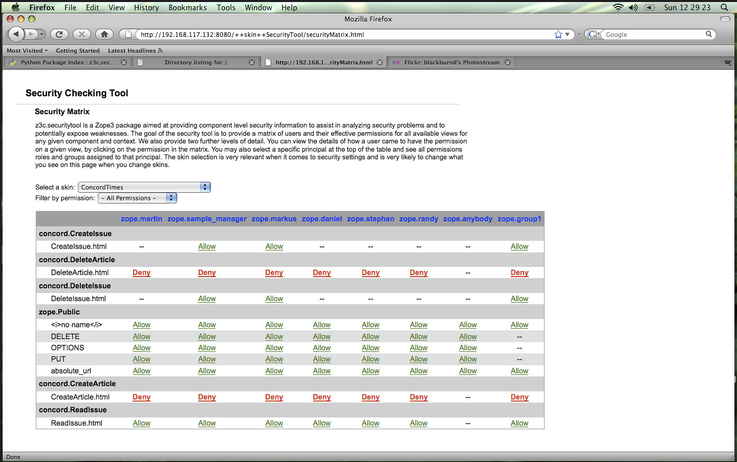 z3c.securitytool Screenshot